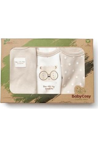 Ebek 3lü Askılı Badi Kutu Set %100 Organik Pamuk, Bebek Ve Yenidoğan Serisi -csy8119 Ekru-vizon Ekru - Vizon