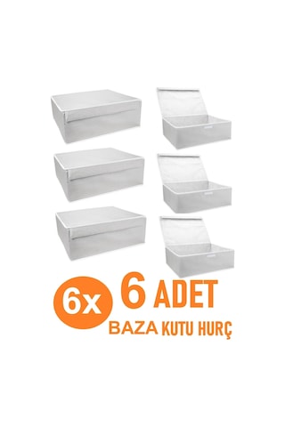 Yegge 6 Adet Set Baza Ve Çekyat Tipi Kutu Duvarlı Kalın Hurç 50x40x19 Baza Altı Hurç Çok Amaçlı Kutu Hurç Yegge Baza