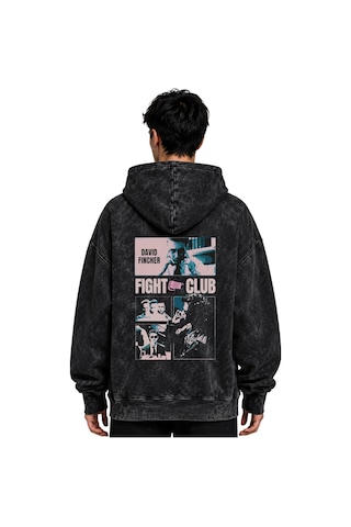 Sevbano Fight Club Tyler Durden Film Baskılı Unisex Oversize Yıkamalı Hoo Siyah