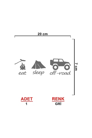 Eat Sleep Offroad Sticker - 4x4 Sticker - 20cmx7cm - Gri