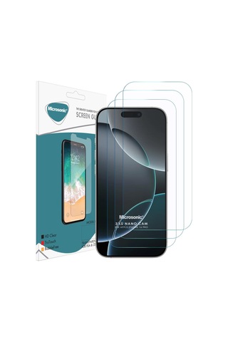 Microsonic Apple Uyumlu iPhone 16 Pro Screen Protector Nano Glass Cam Ekran Koruyucu 3 Lü Paket