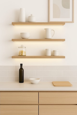 40 Cm 3lü Safir Meşe Mdf Uçan Duvar Rafı Gizli Bağlantı Kitaplık