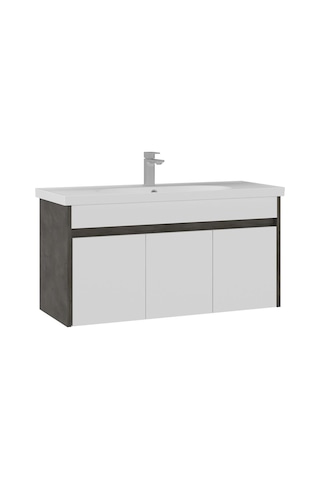 Orka Aydos 100 Cm Retro Gümüş/beyaz Banyo Dolabı Takımı Ve Boy Dolabı Beyaz