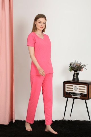 Akbeniz Kadın Kısa Kol Pamuk Penye Pijama Takım Fuşya 4213-fuşya Fuşya