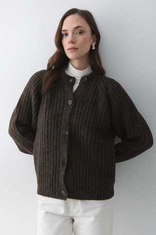 5 Düğmeli Hırka Kahvnje Melanj - 251061