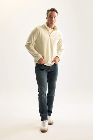 DeFacto Ekru Tüylenme Yapmayan Soğuk Geçirmez Regular Fit Dik Yaka Fermuarlı Polar Sweatshirt Y3996AZNSER117