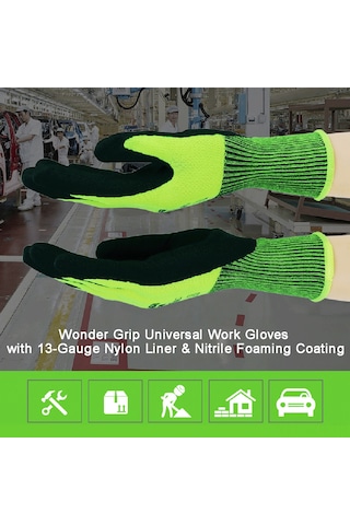 Wonder Grip Evrensel İş Eldivenleri 13-gauge Naylon İç Taban Ve Nitril Köpük Kaplama Aşınmaya Dayanıklı Bahçıvan Eldivenleri