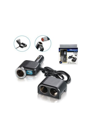 Ayt Olesson 1526 12-24v Çiftli Usbli 120w 80 Cm Kablolu Araç Oto Tır Çakmak Çoklayıcı Çakmaklık Çoğaltıcı