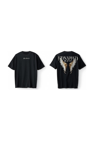 Bumeta Kidnapped By Angels Oversize Unisex Tişört T-shirt Siyah