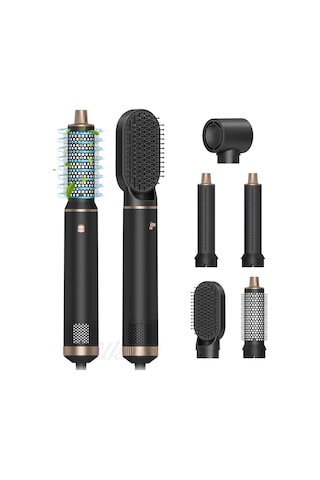 Tcherchi Çok İşlevli 5'i Bir Arada Gürültüsüz, Saç Kurutma Makinesi Saç Şekillendirici Seti Siyah
