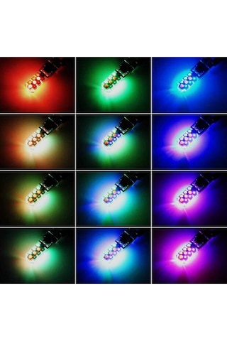 18 Led Rgb T10 Kumandalı Çakarlı Araç Park Ampülü