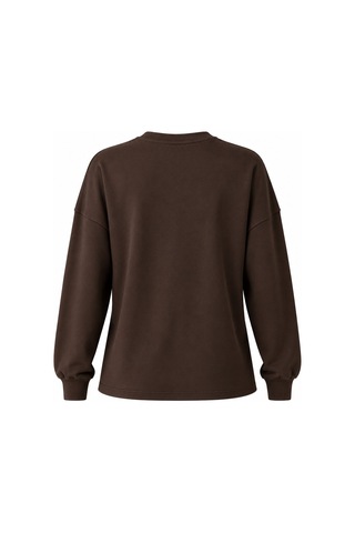Laluvia Kahverengi Taş İşlemeli Sweatshirt - 261010