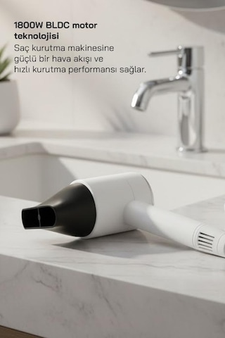 Sinbo Shd-1705 Bldc Saç Kurutma Makinesi - Beyaz 1800w Güç, 3 Isı Ayarı, Soğuk Üfleme