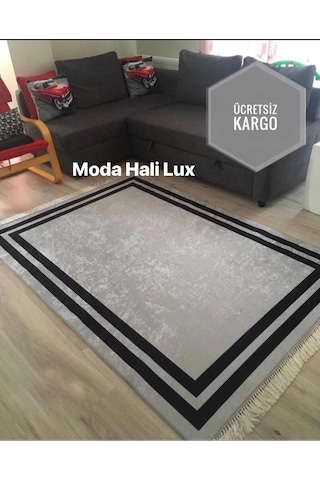 Paşa Kaymaz Tabanlı Halı Kilim Yolluk Gri Siyah