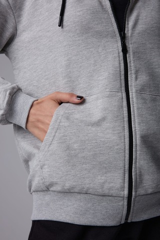 Defys Defy S Kadın Oversize Kapüşonlu Fermuarlı Cepli Sweatshirt Gri Melanj - 527346818 Gri Melanj
