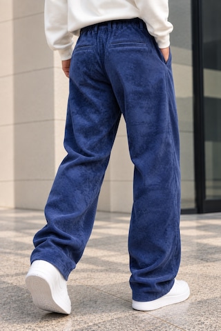 Polo State Erkek Yıkamalı Fitilli Kadife Bol Kesim Pantolon - Saks
