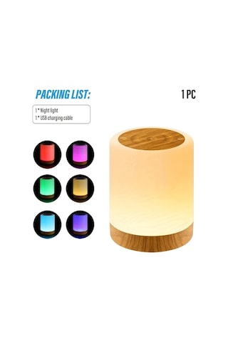 Boatshop1 Lihangstar 1pc Akıllı Dokunma Led Gece Lambası Düzenlenebilir Masa Lambası Taşınabilir Sıcak Rgb Renkler 3 Işık Modu Usb Şarj 1500mah Yatak Oturma Odası
