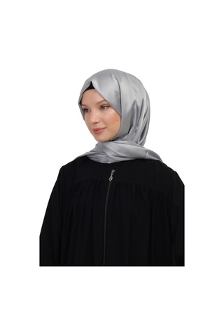 Çift Taraflı Düz Jakar Şal Parlak & Mat Dokulu, Özel Gün Şalı, Düz Renk Gri