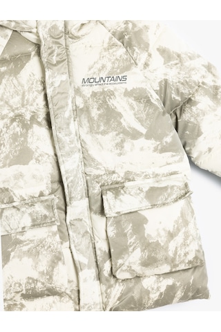 Koton Oversize Uzun Şişme Mont Kapşonlu Fermuarlı Cepli Beyaz 5wkb00020tw Beyaz