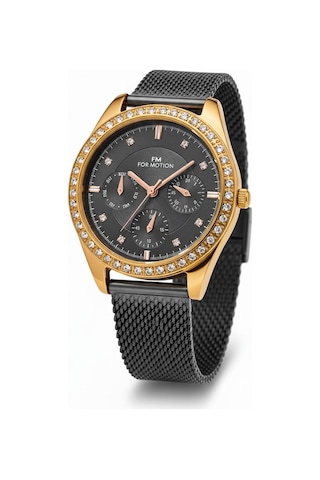 For Motion Kadın Kol Saati Altın Renk, Siyah Kadran - Fm.b01320h.01, 2 Yıl Garantili Altın