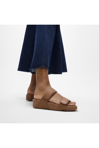 Roncato 592 Light Tan Terlik Kadın Diğer Fv6-090 / 592 Fitflop Lulu Adjustable Leather Slides Kızıl Kahve