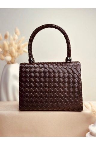 Elora Atelier Elora Örgü Desen Kahve Çanta Çok Renkli