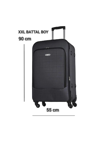 Xxl Battal Boy Dev Boy 90 Cm Körüklü Kumaş Valiz & Bavul Antrasit