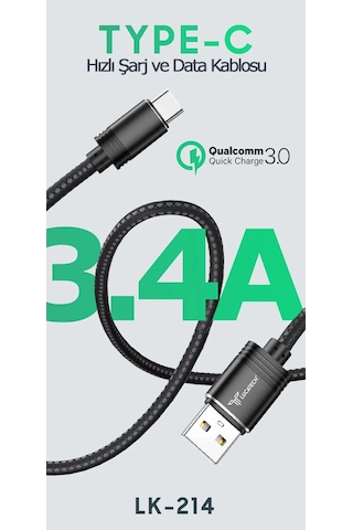 Zuidid 3.4 Amper 20 Watt Hasır Örgülü Hızlı Şarj ve Data Kablosu