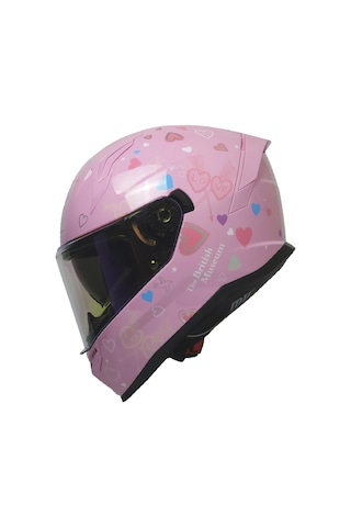 M-910 Lady Stora Güneş Vizörlü Pembe Kask Gökkuşağı Camlı Parlak Pembe