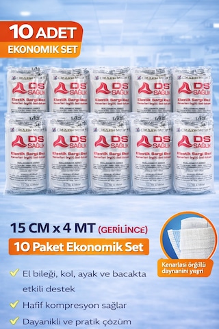 Elastik Sargı Bezi 15x4 Metre Gerilince Kenarları Örgülü Özel Dokuma