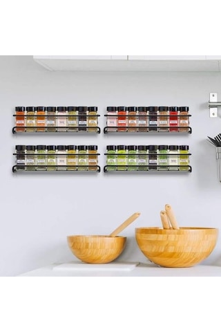 2 Paket Duvar Montaj Baharat Raf Organizatör Metal Asılı Baharat Rafları Tek Katmanlı Baharat Organizatör Raf Kapı, Dolap, Kiler Depolama Tutucular & Amp Raflar 4