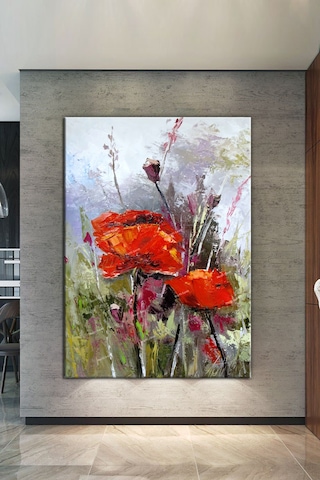 Gelincik Çiçek Sanatsal Kanvas Tablo (8 Farklı Ölçü) 50 x 70