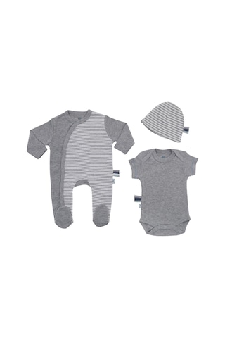 Organicera Organik Yenidoğan Set - 3 Parça , Gri-melanj Grey Melange