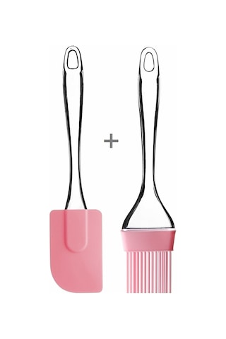 Silikon Yumurta Fırçası Ve Spatula Damla Saplı Silikon Hamur Spatula Yağ Fırçası Pembe Spatula Fırça
