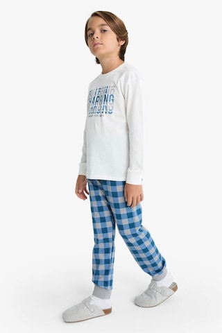 Defacto Erkek Çocuk Pijama Takımı Baskılı Uzun Kollu Üst Kareli Uzun Alt G2300a825auwt32 Beyaz