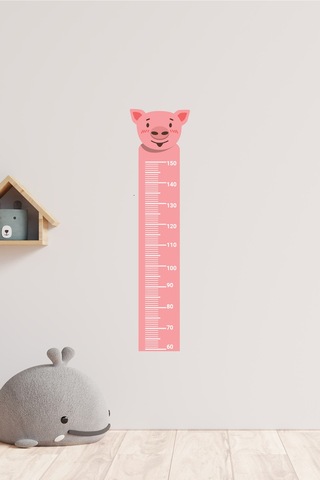 Sevimli Domuz Temalı Boy Ölçer Duvar Sticker