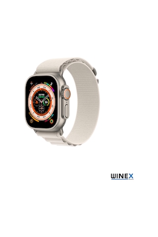 Winex 42-44mm Yeni Nesil Apple Uyumlu Akıllı Saat Kordonu Hasır Kancalı Beyaz
