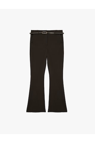Koton Slim Fit Normal Bel Kemerli İspanyol Paça Pantolon Kahverengi 6sak40149uw Kahve