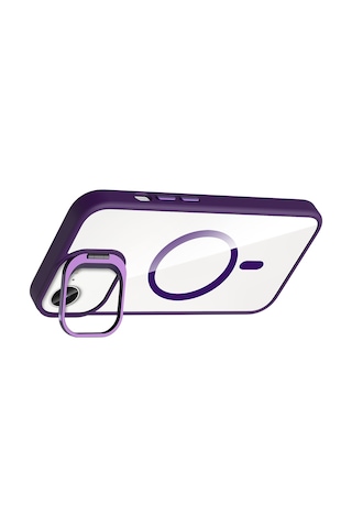 Adige Apple iPhone Uyumlu 16e Kılıf Etro Standlı + Kamera Lens Koruyucu Derin Mor