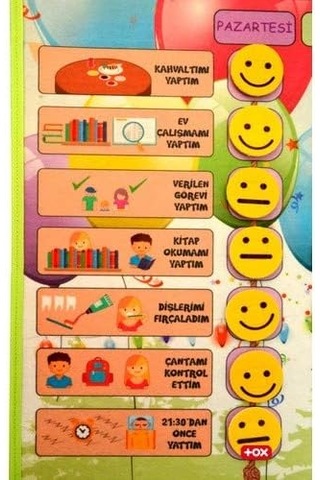 Tox Toys Sorumluluk Çizelgem Keçe Cırtlı Duvar Panosu, Eğitici Oyuncak Genel