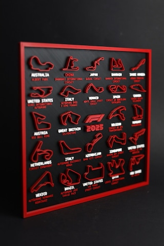 F1 2025 Yarış Takvimi / Formula 1 - 3 Boyutlu Tabela - 22.5cm X 20cm X 1.5cm