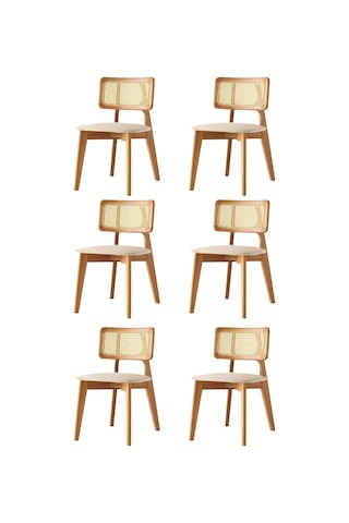 Kuzey Sandalye Ahşap Gürgen 6 Lı Set Cafe,restaurant,mutfak,salon,yemek Odası Sandalyesi Naturel