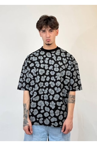 Zaee Urban Leopar Oversize Tişört Siyah