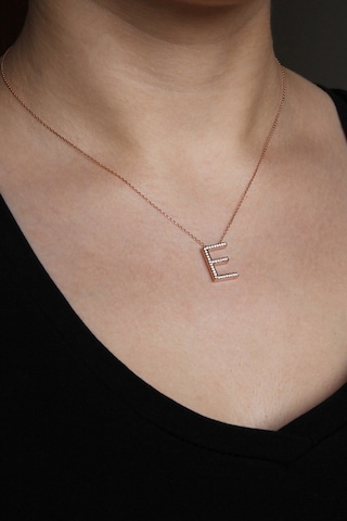 925 Ayar Gümüş Rose E Harfi Kolye - 23089501 Rose Gold