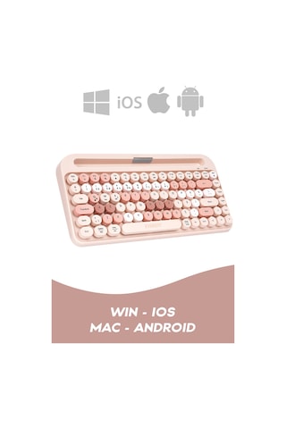 Everest K-98 Latte 2.4G+BT1+BT2 Mac Wın Klavye Pembe