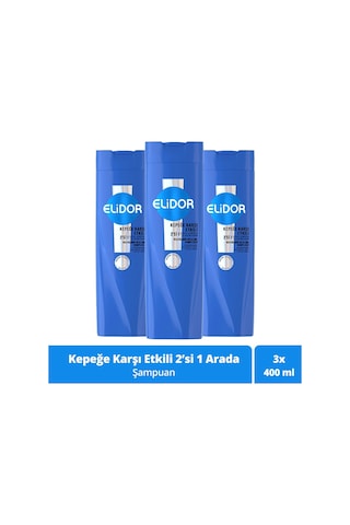 Elidor 2'si 1 Arada Kepeğe Karşı Etkili Şampuan 3 x 400 ML