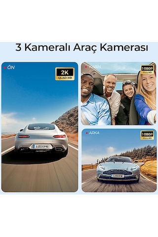 Azdome S58 4g 3 Kameralı 150 Görüş Açışı 4k Ultra Hd Gece Görüşlü Wifi Gps Sim Kartlı Araç İçi Kamera Filo Araç Yönetimine Uygun