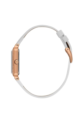 Daniel Klein Dke.1.13971.5 Beyaz Taşlı Dikdörtgen Deri Kordonlu Vintage Kadın Kol Saati Rose Gold