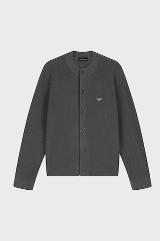 Emporio Armani Yün Ve Pamuk Karışımlı Bisiklet Yaka Düğmeli Hırka Erkek Hırka Em006289 Af27812 U8107 Füme
