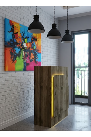 Resital Ledli Karşılama Bankosu G-90 Cm Ofis Kasa Resepsiyon Masası Banko-002-2-2